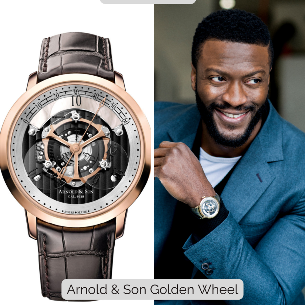 Aldis Hodge wearing Arnold & Son Golden Wheel