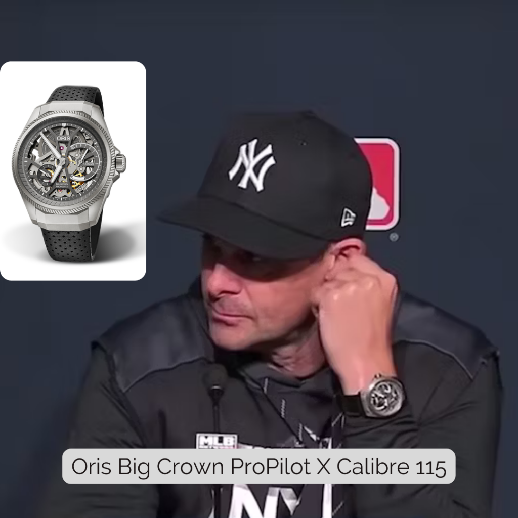 Aaron Boone wearing Oris Big Crown ProPilot X Calibre 115