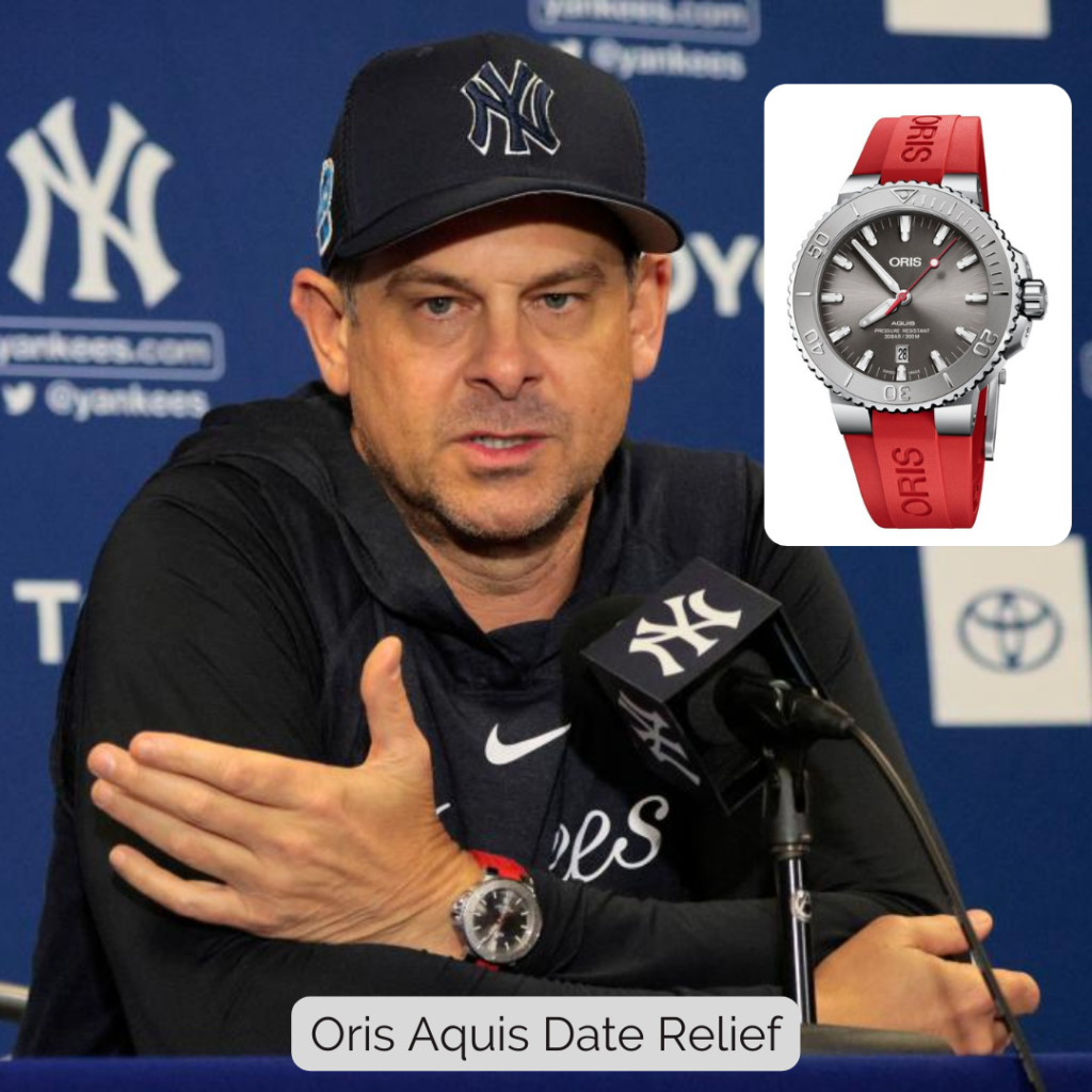 Aaron Boone wearing Oris Aquis Date Relief